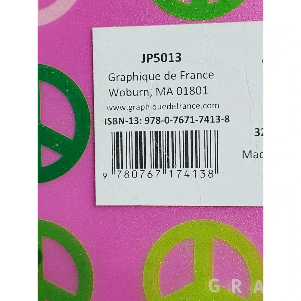 Graphique de France Peace Sign Spiral Journal Pink Green JP5013 320 Pages